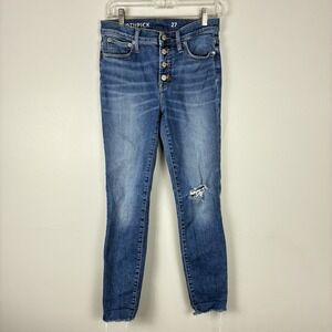 J Crew Stretch Toothpick Classic 5-Pocket Blue Denim Jeans Size 27 Womens